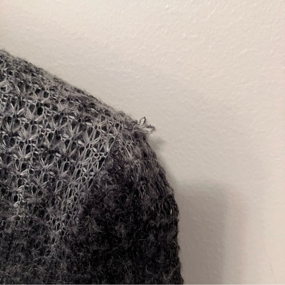 VTG Lisa Lelou Gray Sz. L Open Knit Gauze Sweater Skirt Set Sheer Mesh Grunge - Picture 8 of 16